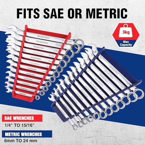 image for WORKPRO 4-Pack Magnetic Wrench Organizer, 12-Piece Wrench Holder Set f