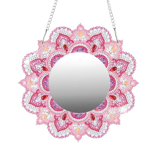 Ziyonix 5D Diamond Painting Mirror, Miroir de Maquillage Mandala Miroir Cosmétique Mandala DIY Bricolage Diamant Peinture Miroir Kit pour Decoration Chambre Murale Filles 5 6 7 8 9 10 11 12 Ans (B)