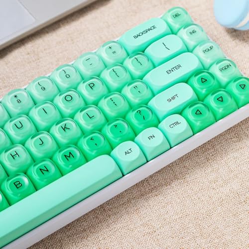 Image of Fogruaden PBT Green Keycaps Set, HOA Profile Cute Custom Keycaps, Compatible with Cherry MX Switch 60% 65% 75% Mechanical Keyboards