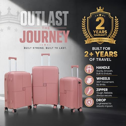 Image of AMERICAN TRAVELLER Explore Luggage Trolley Bags Single | Medium (24) | Polypropylene Durable Hard Shell | TSA Type Lock | 360 Disc Spinner Wheels | Expandable Suitcase | Telescopic Handle.