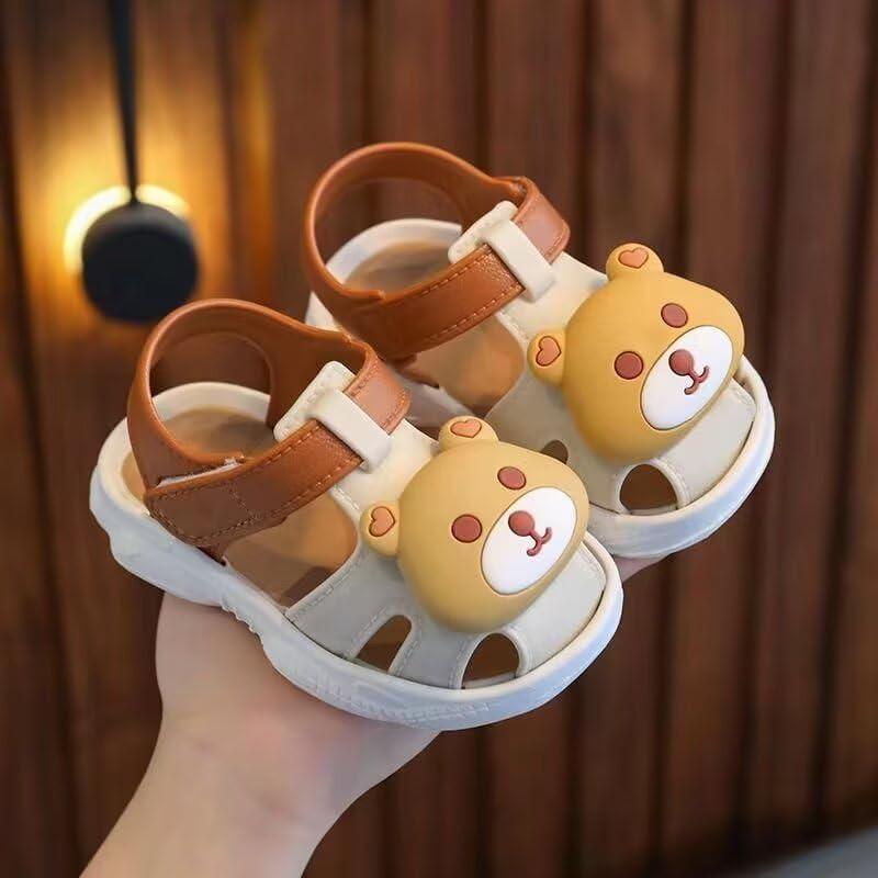 Zonkacen Baby Boy Girl Breathable Anti Skid Soft Summer Sandals for Outdoor Sport Athletic Home House School Playing Walk Vacation Coffee Bear Infant 3