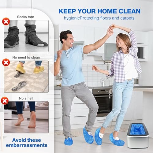 Shoe Covers Dispenser Containing 200pcs Shoe Covers Disposable Non Slip High Quality Automatic Shoe Cover Machine with Disposable Shoe Covers for Indoors for Most Occasion and Shoes Size
