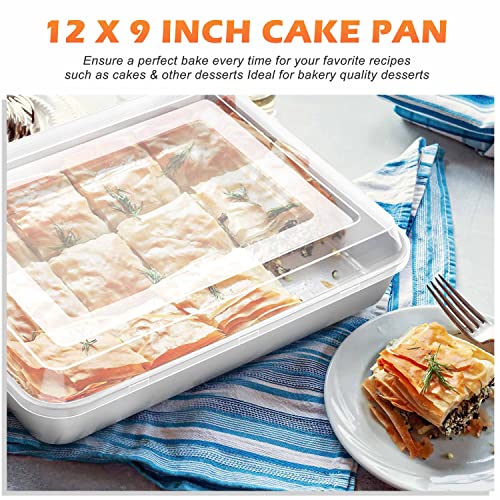 Herogo Baking Pan With Lid, 9 X 12 Inch Stainless Steel Lasagna Pan Deep, Rectangle Cake Pan With Lid For Brownies Casseroles Cakes, 2 Pans+2 Lids, Non Toxic & Dishwasher Safe #TOP6