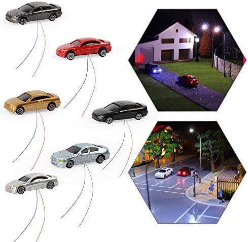 EC150 12pcs 1:150 N Scale Model Lighted Cars (Color Random) with 12V LEDs for Building Layout New