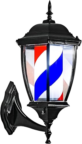 Miniatura 7 de DNYSYSJ Luz de poste de peluquería de 32 pulgadas, letrero abierto giratorio para peluquería rojo, blanco y azul, montaje en pared, ahorra energía