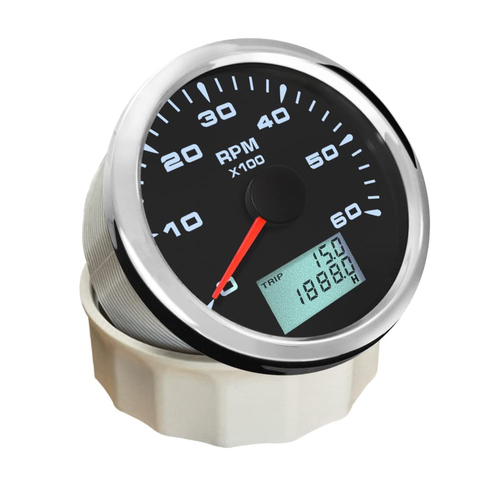 ELING Étanche 0-6000RPM Jauge De Tachymètre Pour Bateau De Voiture De Bateau De Bateau avec 8 Couleurs Rétro-Éclairage 85mm
