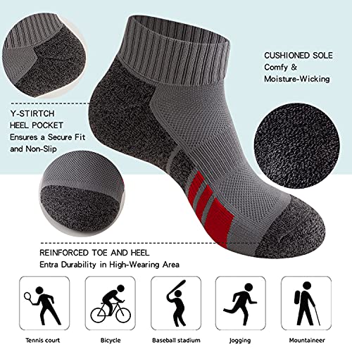 Sock Amazing 6 Pairs Mens Grey Ankle Socks Cushioned Sports Socks Low Cut Sock Athletic Sock for Climbing Running Cycling Tinnes4