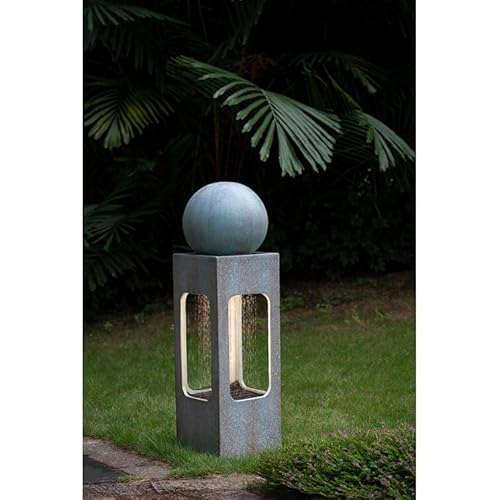 Petfu 44 Inch Outdoor Water Fountain, Outdoor Floor Water Fountain, Modern Design Concrete Water Feature, Concrete Contemporary Design Water Feature For Garden And Lawn #TOP4
