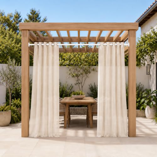 Image of Tension Curtain Rod 32-90Inch Adjustable Curtain Rods no Drilling | Outdoor Tension Rods for Patio,Windows,Closets,Doorway