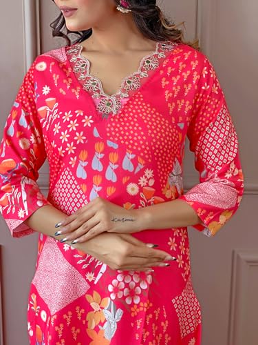 Image of Naixa Women's Chanderi Embroidered Straight Kurta with Pant and Dupatta Sets (NX2-527)