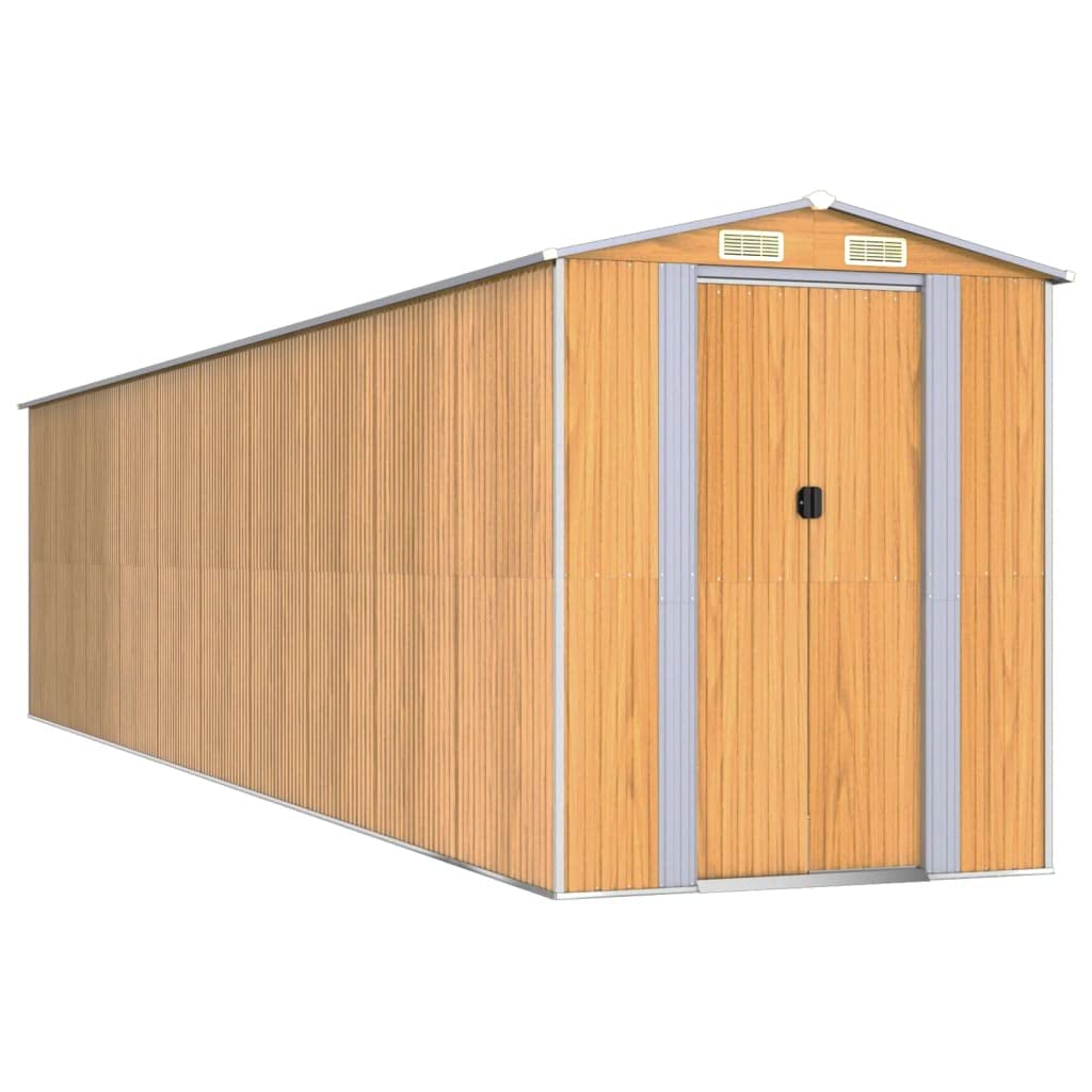 Abri de jardin en acier galvanisé Marron clair 192 x 855 x 223 cm