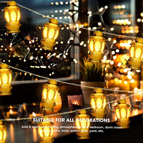 AceList 40 LED Eid Ramadan Decorations Lantern String Light, 19.69Ft with USB and Battery Power, 2 Modes for Islamic Home Decor on Walls, Tables, Backdrops, Trees(Warm Yellow) - Image 6