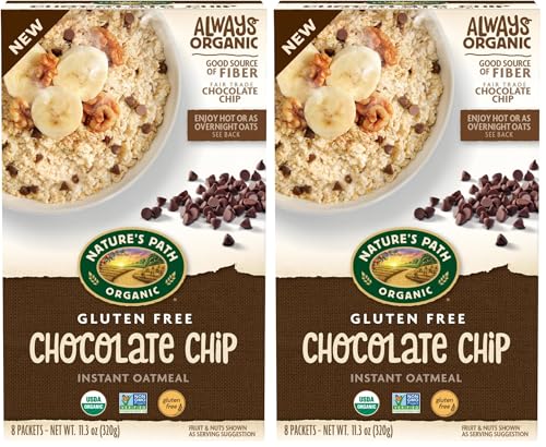 Image of Nature's Path Organic Chocolate Chip Instant Oatmeal, 11.3 oz (Pack of 2), Gluten Free, Non-GMO, Fair Trade