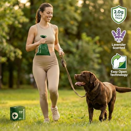 Image of VIVIOASES 2.0g Extra Thick Dog Poop Bags, 33% Thicker Heavy Duty Leak-Proof Pet Waste Bags, Lavender Scented, 240 Count (16 Rolls), Opaque & Puncture Resistant (Pack of 2)