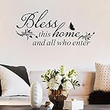 MoharWall Wall Decal Quotes House Decor Living Room Vinyl Art Sticker- Bless This Home and All Who E