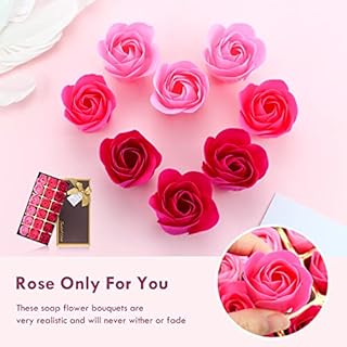 JIALEEY Floral Scented Bath Soap Rose Flower Petals, Plant Essential Oil Rose Soap Set Shaped Petals Gifts Ideas for Her Women Teens Girls Mom Birthdays, 18 PCS Pink