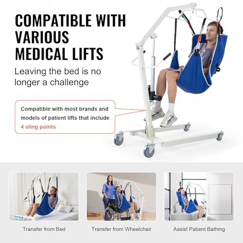 Image of VEVOR Universal Full Body Patient Lift Sling -Small, Patient Lift Medical Sling for Easy Transfer and Bathing, Polyester Patient Aid Transfer Sling for Elderly, Disabled, Bedridden, 600LBS Capacity