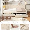 3ft Single Daybed with 2 Storage Drawers, LED Lighting and Charging Station, Functional Upholstered Bed Frame 90X190 cm, Linen Sofa Bed Guest Bed for Living Room/Bedroom/Study Room, No Mattress, Beige #5
