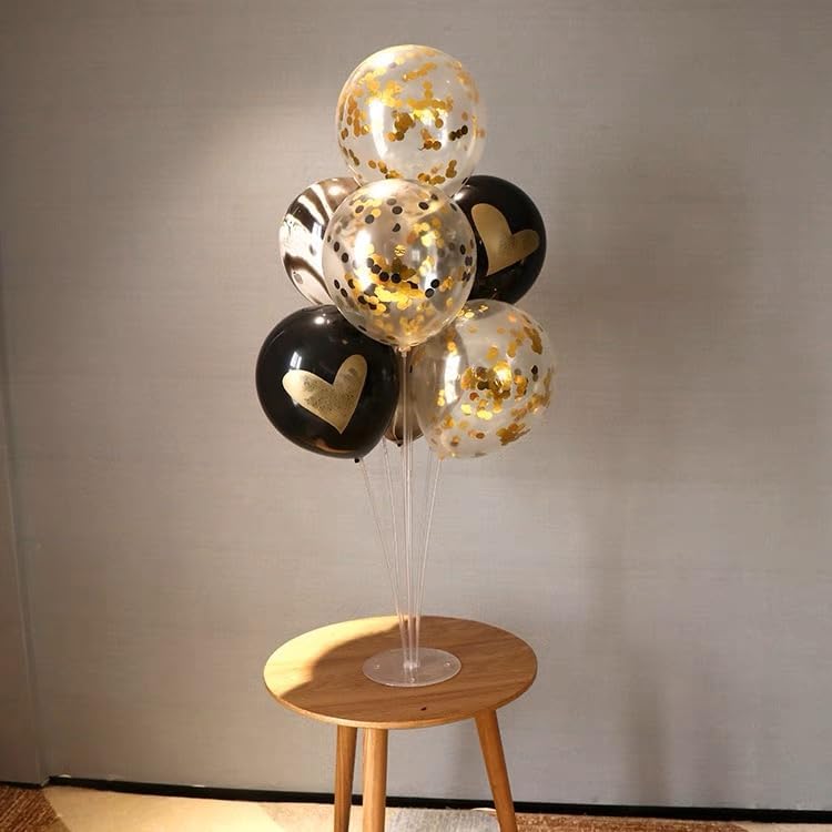 Miniatura 4 de Bezente - Globos de 12 pulgadas de látex con confeti dorado para bodas, graduaciones, despedidas de soltera y cumpleaños, aptos para helio, negro
