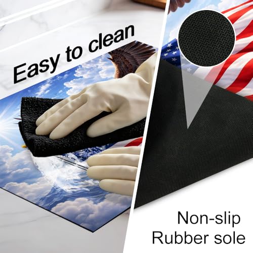 Image of Bald Eagle Flying American Flag Stove Top Cover 28.35x20.47in