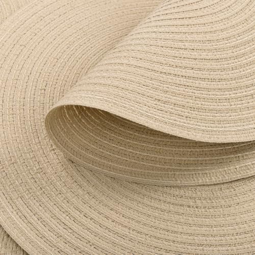 Image of SHACOS 15 inch Round Placemats Set of 8 for Dining Table Cotton Polyester Braided Place Mats Washable Kitchen Table Mats for Dinner Party Table (Light Beige, 8)