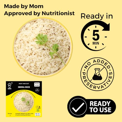 Image of Genie's Ready to Eat Jeera Rice (PACK OF 2 x 300G) | Slow Cooked Instant Veg Meal | Quick Microwaveable Food | Preservative Free
