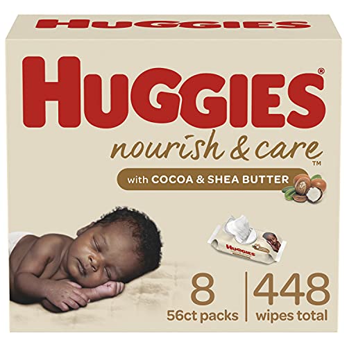 Image of Huggies Nourish & Care Scented Baby Wipes, 8 Push Button Packs (448 Wipes Total)