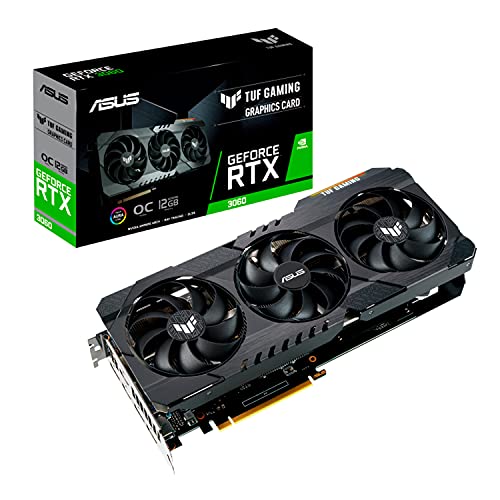 Asus TUF Gaming NVIDIA GeForce RTX 3060 V2 OC Edition Graphics Card (PCIe 4.0, 12GB GDDR6, HDMI 2.1, DisplayPort 1.4a, Dual Ball Fan Bearings, Military-Grade Certification, GPU Tweak II)