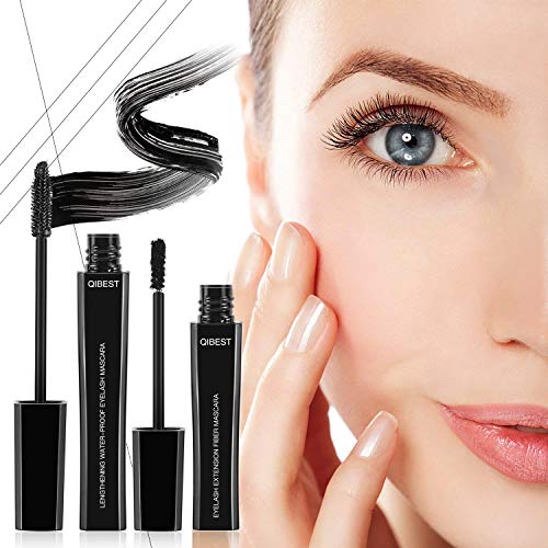 Preisvergleich Produktbild Wimperntusche 4D Fiber Mascara Kit Makeup Wimpern Augenbrauenserum Wimpernverlängerung Wasserdicht schwarzer Länger Dicker Wimpern