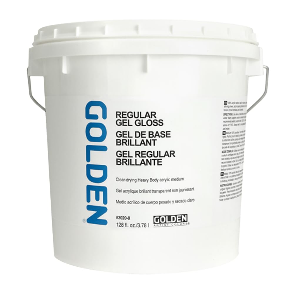 GOLDEN Regular Gel Gloss, 128 fl. oz. Jar, Professional Acrylic Gel Medium, Transparent
