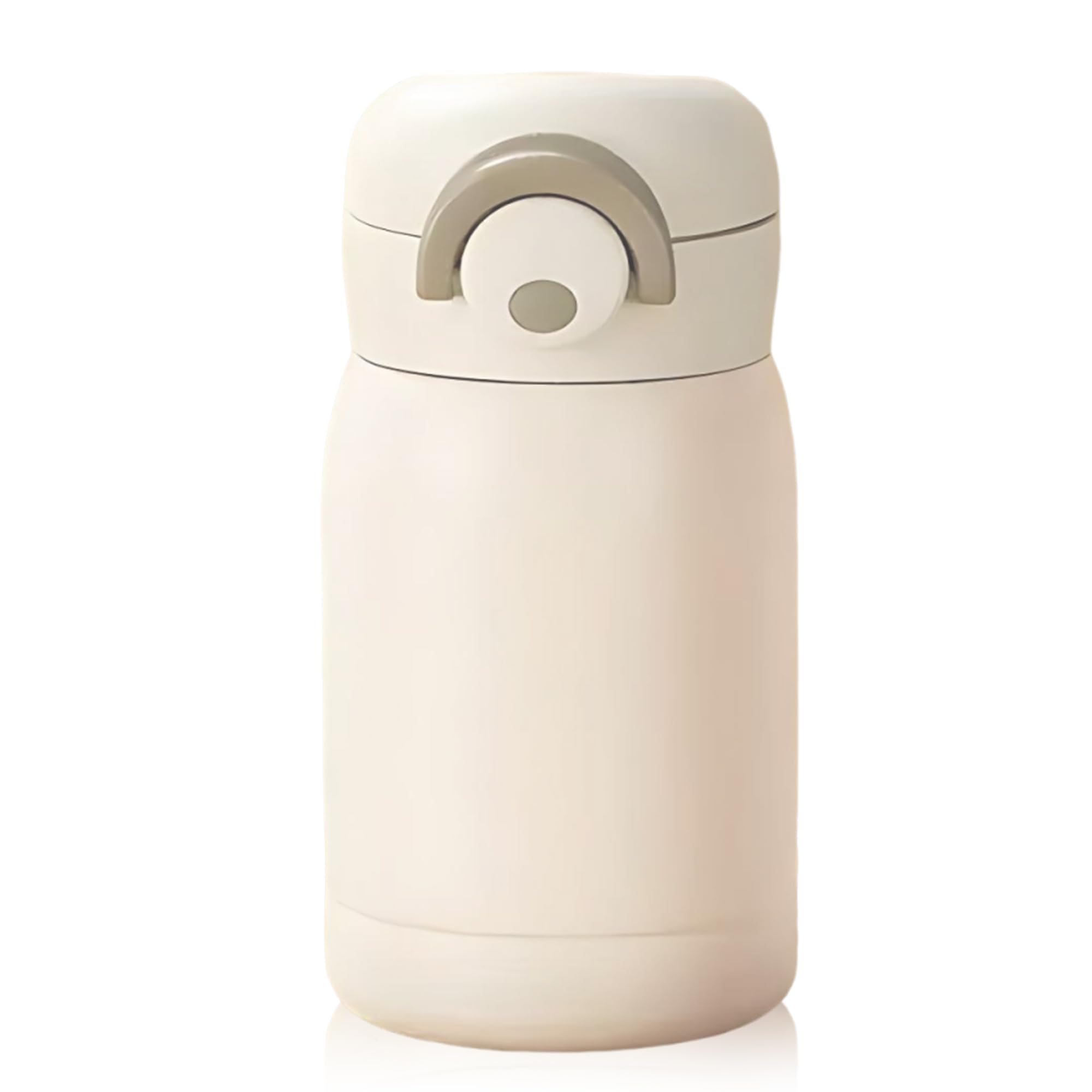 Senshuomy Small Water Bottle 350ml,Mini Lightweight Flask for Hot and Cold Drinks,One-Hand Open,Leak-Proof Lid,Secure Lock,Dishwasher Safe,Portable for Coffee,Milk,Juice (Off-White)