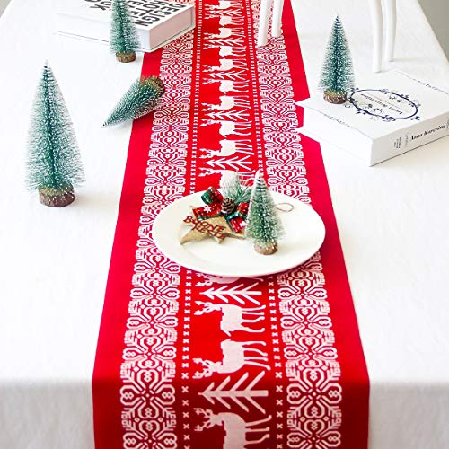 ENTHUR-Christmas-Table-Runners-Printed-Linen-Table-Lines-for-Xmas-Holiday-Season-Home-Table-Christmas-Decoration-12-x-108-Inch