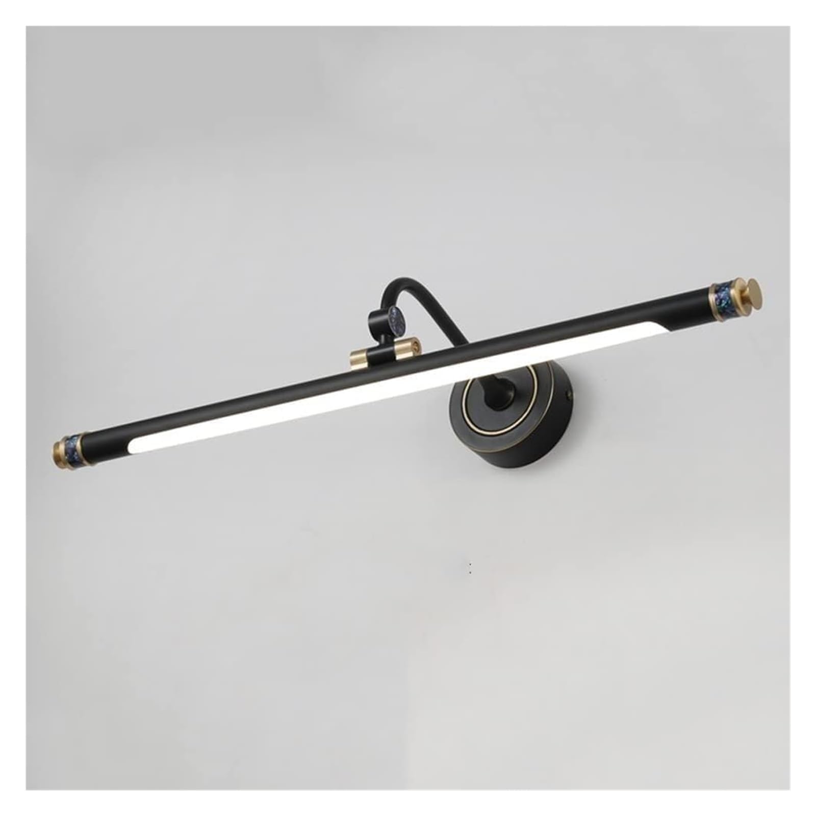 Olskfuh Svart Wall Lamp Copper Mirror Front Lights Vanity Mirror Lamps Led Mirror Front Light Adjustable Linear Bathroom Mirror Light For Makeup Washroom Bath, 3 Color Mode Frame Pictu,-62Cm