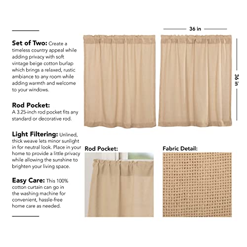 VHC-Brands-Burlap-Vintage-Farmhouse-Kitchen-Curtains-36-Long-Tier-Pair-Beige-Set-of-2 VHC Brands Burlap Vintage Farmhouse Kitchen Curtains 36 Long Tier Pair Beige Set of 2