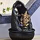 Zen Light Buddha Ganesh Innenbrunnen mit farbenfrohen LED-Licht-Feng Shui Zen Dekoration-Brunnen des Büros Salon Schlafzimmer-Bed-Träger-H 40 cm-Mystic Zen’light, Harz, Schwarz + Gold, Large