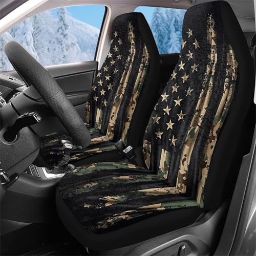 Housse de sièges auto drapeau américain camouflage 52x138cm pour protection avant de voiture