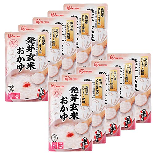 アイリスオーヤマ おかゆ レトルト 発芽玄米おかゆ 250g ×10個 (製造から) 2年 魚沼産 コシヒカリ 非常食