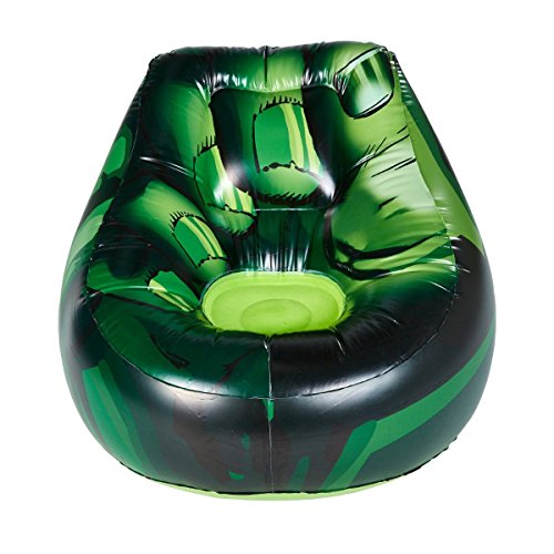 Los Vengadores Sillón Hinchable con Forma de Mano de Hulk, Poliéster, Verde, 60.00x78.00x78.00 cm