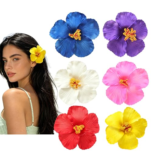Pinzas para el cabello con flores hibisco multicolor miniatura 1