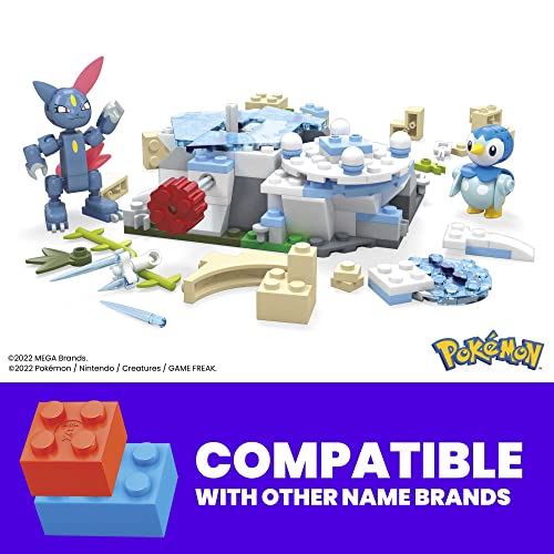 MEGA Pokémon Action Figure Building Toys, Piplup and Sneasel's Snow Day with 171 Pieces and Motion, 2 Poseable Characters - Image 4