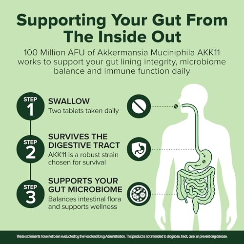 Image of Akkermansia Muciniphila Probiotic 240 Tablets (4 Month Supply) - 100 Million AFU Researched Strain AKK11 - Supports Digestive Health & Gut Lining - GMP Certified (240, Akkermansia Muciniphila)