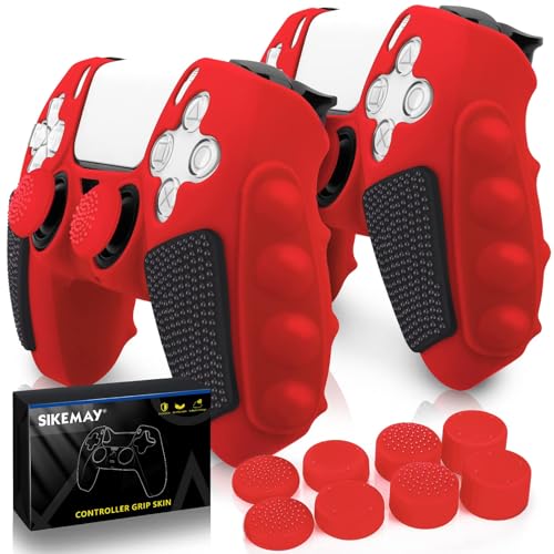 SIKEMAY Anti-Slip PS5 Controller Skin, Soft Thicken Non-Slip Studded Silicone Gel Grip Protective...