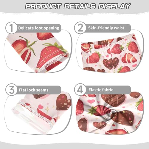 Wusikd Strawberry Chocolate Girls' Leggings Toddler Doodles Hearts Kids Yoga Pants Dance Active Tights 4T3