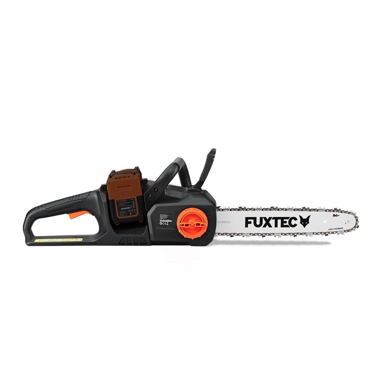 Akumulatorowa pilarka lancuchowa FUXTEC 2x20V FX-E2KS - dlugosc prowadnicy 14 cali, napiecie 2x20 V, waga 4,2 kg, predkosc lancucha 15 m/s i wylacznik bezpieczenstwa