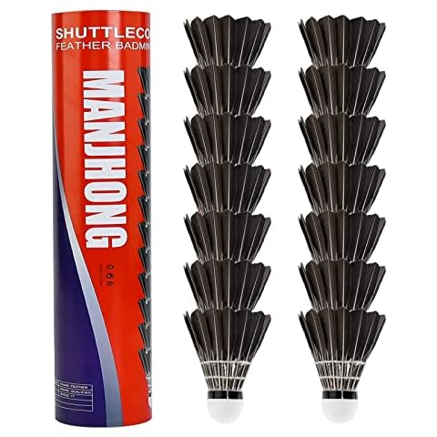 MANJHONG Badminton Feather Shuttlecocks Training Birdies Set for Racket Sports - 78 Black Cover