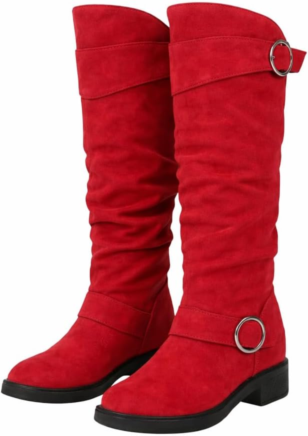 Knee High Platform Boots for Women – Wide Calf Comfortable Mid Heels Fall Winter Fashion – Western Style Dressy Boot