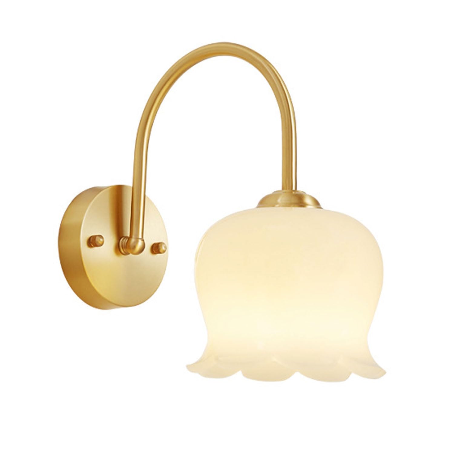 ksxnkhk Aplique de Pared para mesita de Noche, lámpara de Pared Dorada, luz de Pared de latón con Pantalla de Vidrio, Accesorio de iluminación Art Deco para Interiores para Dormitorio, bañ