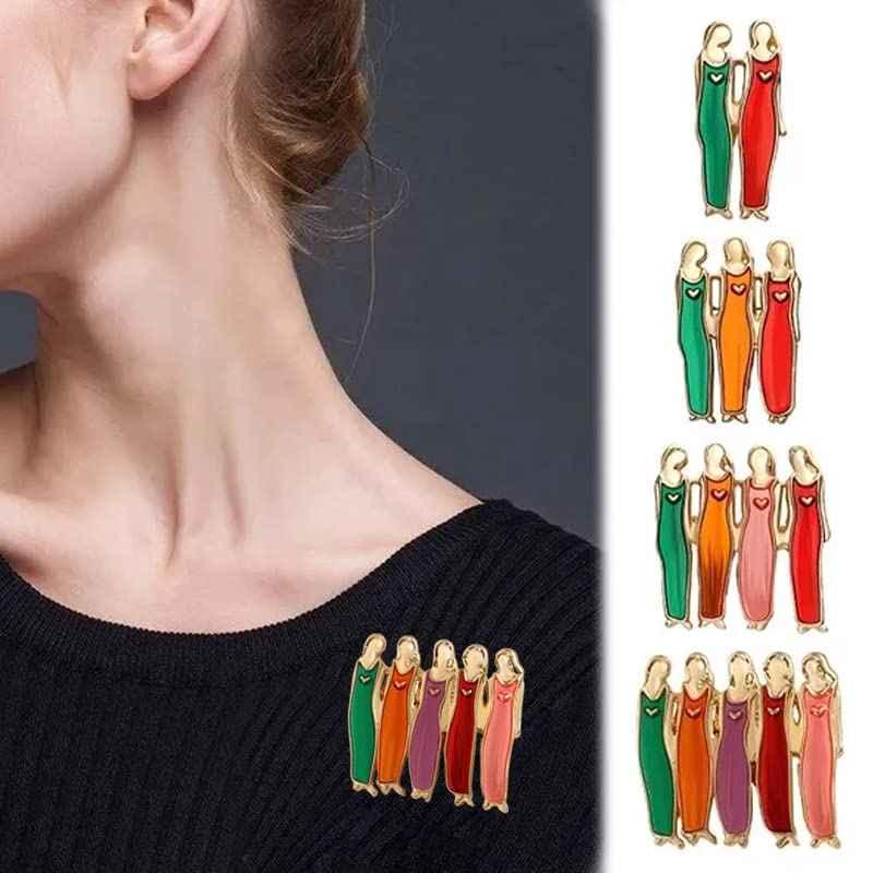 Image of Ximimark 2 PCS five sisters Creative Sisters Brooch Women Friendship Sisterhood Series Enamel Brooch