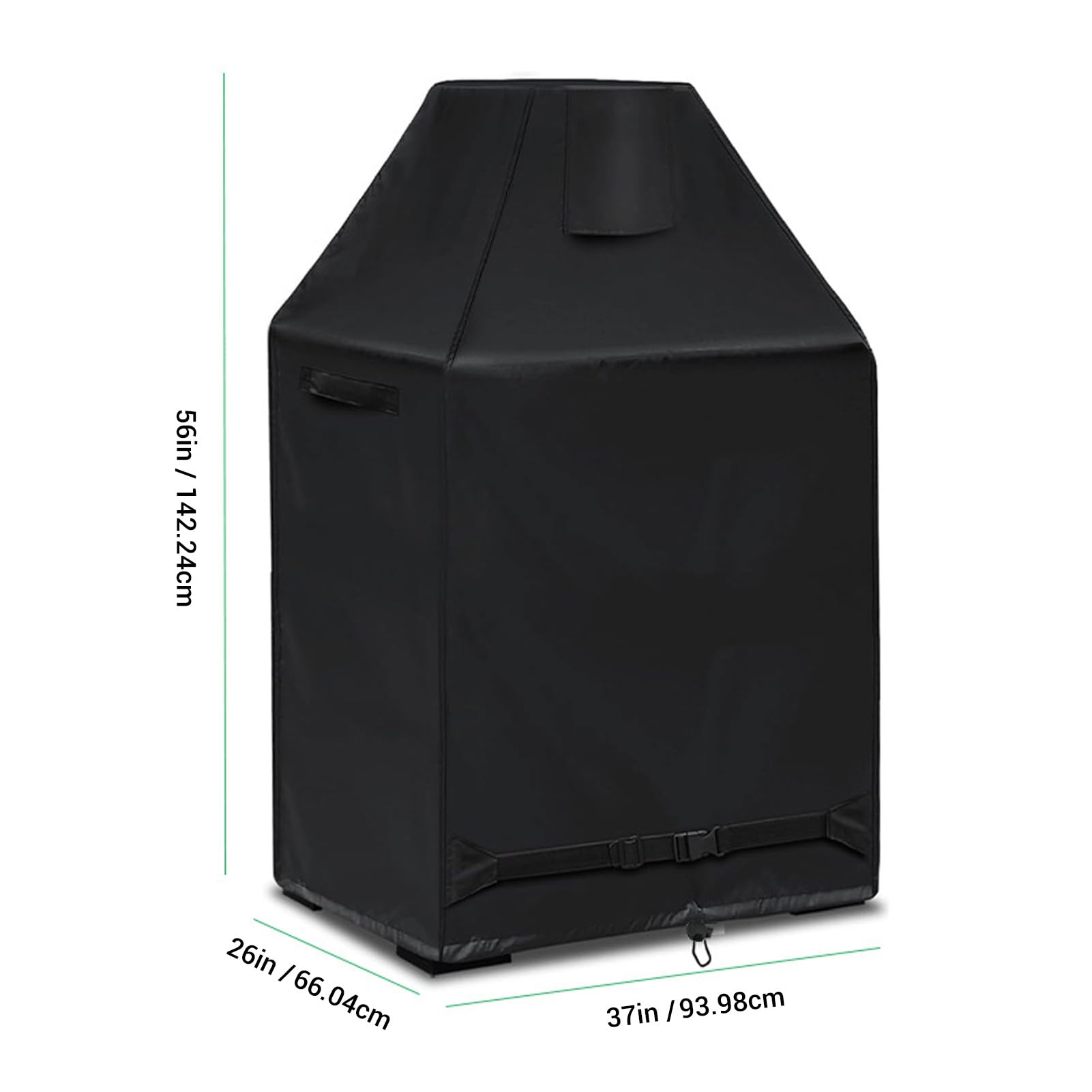 Black Outdoor Fireplace Cover, 420D Oxford Cloth Water Patio Wood Burning Fireplace Cover Protecting Outdoor Upright Patio Wood Burning Fireplace Covers