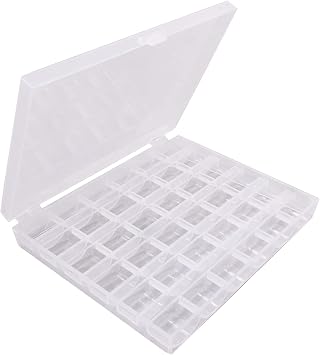 Fbshicung Bobbin Box,Transparent 36 Empty Bobbins Spools Box,Machine Bobbin Organizer Plastic Case,Sewing Craft Plastic Case Storage Box for Sewing Machine